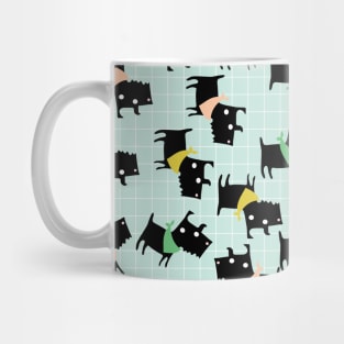 Cute Dogs Pattern on Blue Background Mug